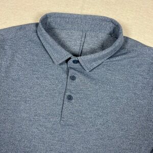 Lululemon Polo Shirt‎ Men's Size L Short Sleeve Heathered Blue Athleisure Golf